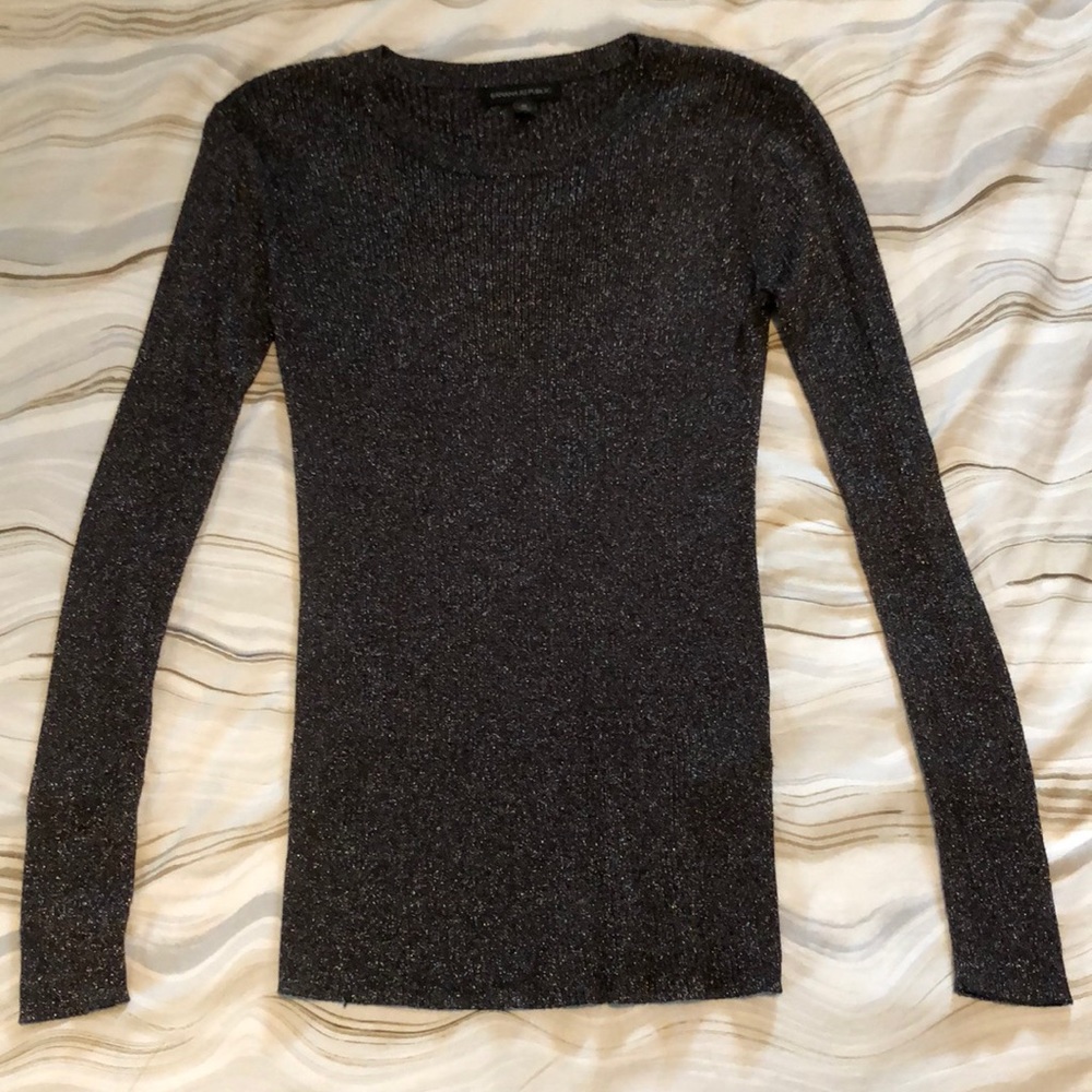 Banana Republic Gray Metallic Long Sleeve Sweater